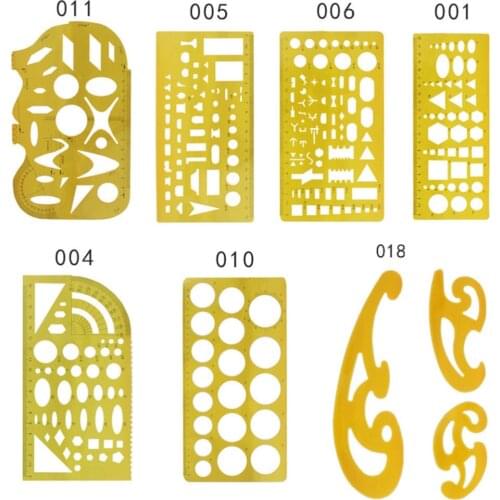 1 Set Hollow-out Circle Drawing Template Draft Ruler Measuring Geometric Ruler Stationary Supplies for School Office (Ye