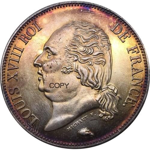 Aliexpress France Aliexpress France France 5 Francs Louis XVIII ROI DE 1817 D Letter Edge Brass Plated Silver Copy Coins