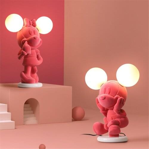 Cartoon Mickey children resin table light pink living room bedroom decoration bedside lamp girlfriend best gift led table lamp