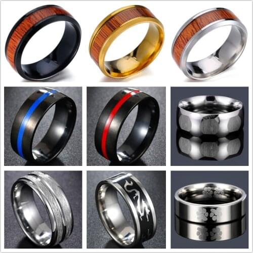 Fashion Groove Rings Red Blue Stainless Steel Midi Rings For Men Charm Mens Jewelry Couple Boyfriend Gift