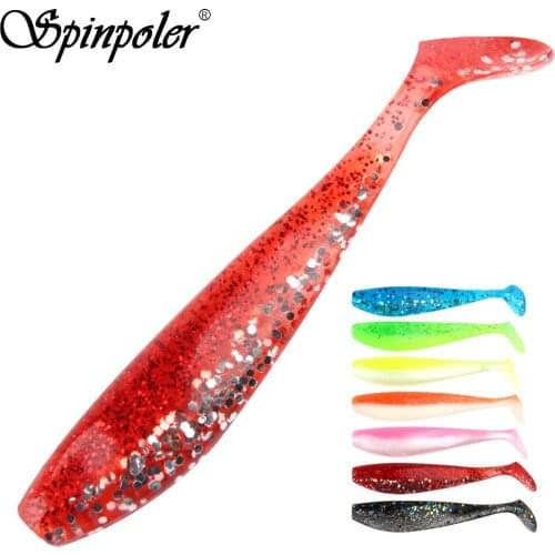 Spinpoler Soft Fishing Lure With T-Tail Paddle Tail Shad Minnow Paddle Swimbait Bass Fishing Lure Silicone Baits 8.5cm 10pc/Pack