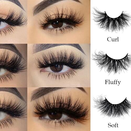 Ellazzle 1 Pair 25 mm Mink Eyelashes Fluffy Lashes Dramatic Messy Long False Eyelashes Makeup Wholesale 25mm 3d Mink Lashes