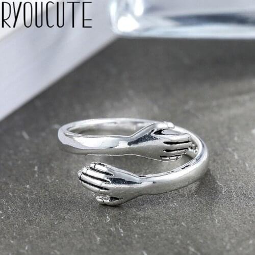 Charming Boho Vintage Hand Hug Rings For Women Men Bohemian Bride Wedding Ring Fashion Jewelry Party Gifts