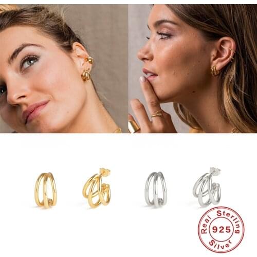 Pendientes Plata 925 Light Luxury Three Claw Torsion Bar 925 Sterling Silver Earrings For Women Piercing Stud Earring 2021 Trend