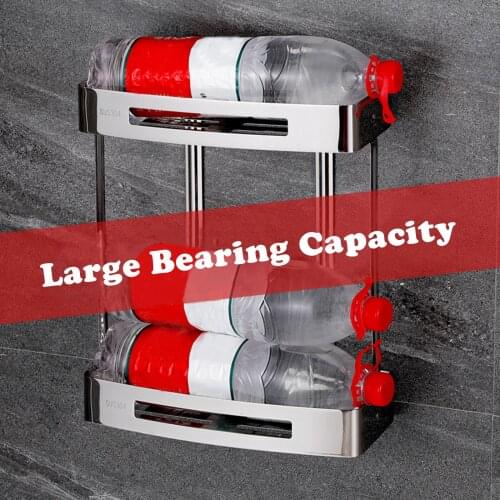 Stainless Steel Bathroom Shelf Shower Caddy Sheves Kitchen Storage Basket Drilling Wall Mounted Corner Organizer Shelves Rack