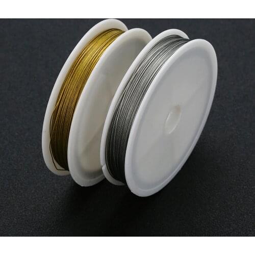 1 Roll 0.45mm 0.5mm 0.6mm Stainless Steel Wire Beading Silver Gold Color Tiger Tail Beading Rope for DIY Jewelry Components
