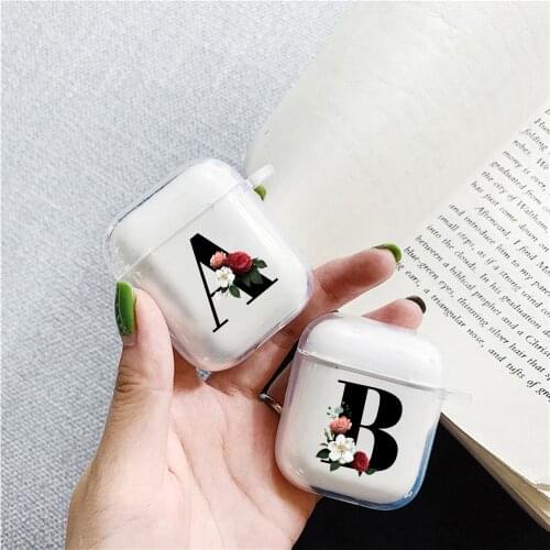 Clear Cute Flower Earphone Accessories Cover For Apple airpods Cases 1 2 Cute With Letter R Of Initial For Airpod Silicone Case