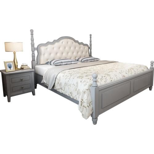 Factory direct European import oak 1.8 m double oak solid wood bed high box bed wholesale