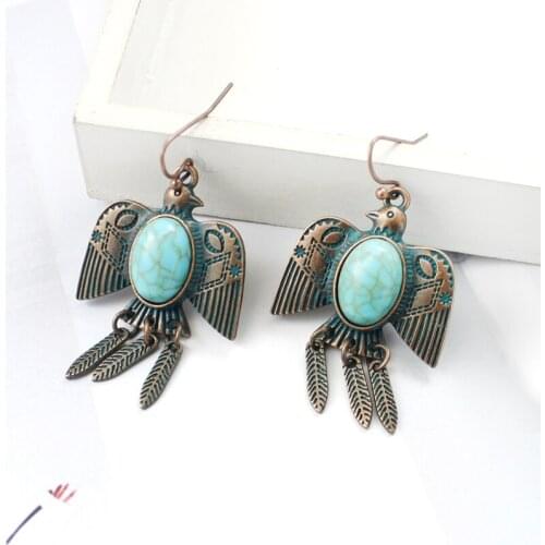 Thunderbird Sunbird Series Drop Earrings Boho Gypsy Indian Bohemia Ethnic Retro Brincos Aretes woman gift Natural stone Jewelry