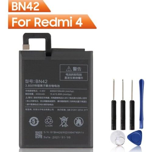 Replacement Phone Battery BN42 For Xiaomi Redmi 4 Hongmi4 Redmi4 standard version Rechargeable Battery 4000mAh