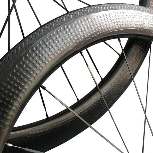Carbon fiber 58 dimpled Clincher 700c road bicycle wheels Dimple surface carbon wheels clincher rims U shaped 58mm Wheels Dimple
