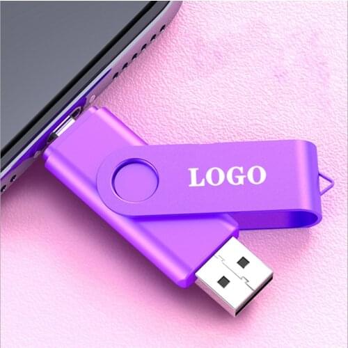Usb Flash Drive 360°Rotation Metal PenDrive OTG 3 IN 1 Type-C Pen Drive High Quality U Disk 16G 32GB 4G 64GB Usb Stick Free Logo