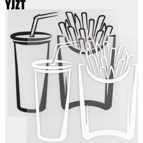 YJZT 14.2×13.5CM Fun Cola French Fries Fashion Vinyl Decals Personalized Car Stickers Black / Silver 20B-0198
