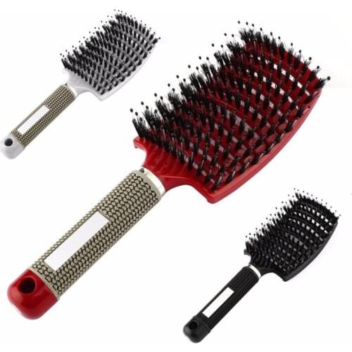 Women Men Hair Scalp Massage Comb Bristle & Nylon Hairbrush Wet Curly Detangle Hair Brush for Salon Hairdressing Styling Tools