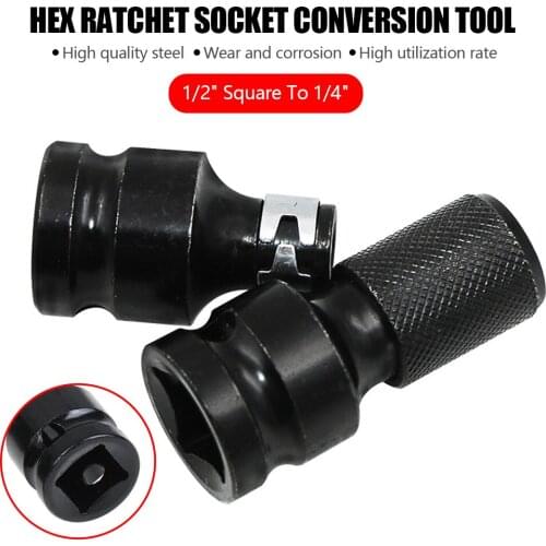 1/2" Square To 1/4" Hex Ratchet Socket Conversion Tool Release Drive Quick Adaptor Socket Converter Tool Chuck Impact Wrench
