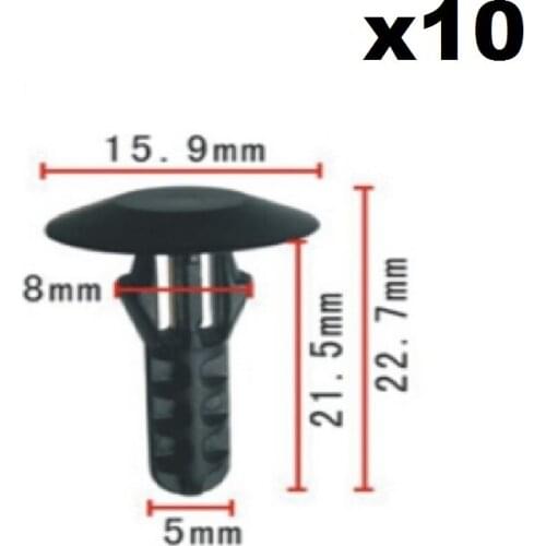 10pcs Nylon For Honda Acura Bumper Fastener Rivet Retainer Clip (16x 21x4mm) 90108-SW3-003
