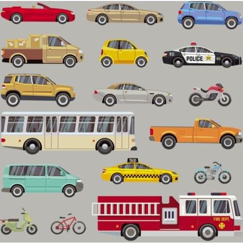 20pcs Bus Cars T-Shirt Washable Heat Transfer Stickers Vinyl Patches Iron On Patch For Clothing Appliques Jean Jacket Patchwork