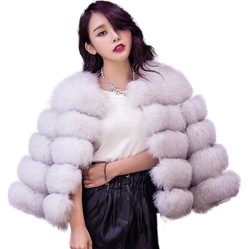 2020 Women Faux Fur Jacket Winter Plus Size Mujeres Imitation de La Manera Abrigo de Piel Patchwork Slim Coat BOoDinerinle PC002