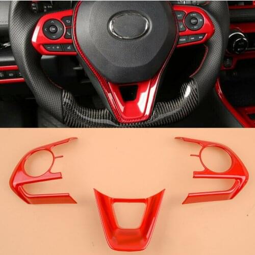 3pcs/Set Car Interior Front Steering Wheel Cover Trim Decorative Frame ABS Fit for Toyota RAV4 Corolla 2021 2020