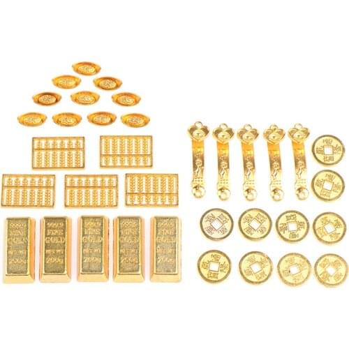 5/10Pcs 1:12 Dollhouse Miniature Golden Brick Mini Copper Cash Dolls House Accessories