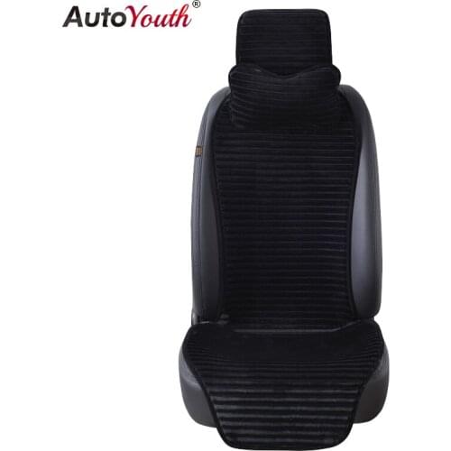 AUTOYOUTH High Quality Winter Nano Velvet Cotton Car Seat Cushion Automobiles Seat Covers Car Interior Accessories Black 1PCS
