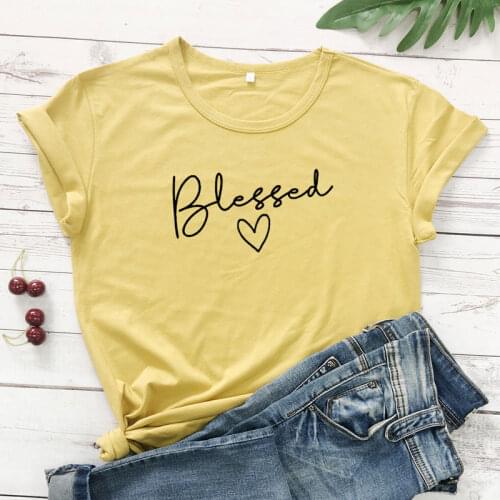 Blessed Christian T-Shirt Blessed Heart Cotton thanksgiving Slogan Tee Graphic Religioys Faith Tops God Grace Festival tshirts