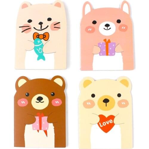 10 Pcs Creative Stationery Cute Bear Notebook Cartoon Notepad with Journal Diary Student Small Book Wholesale