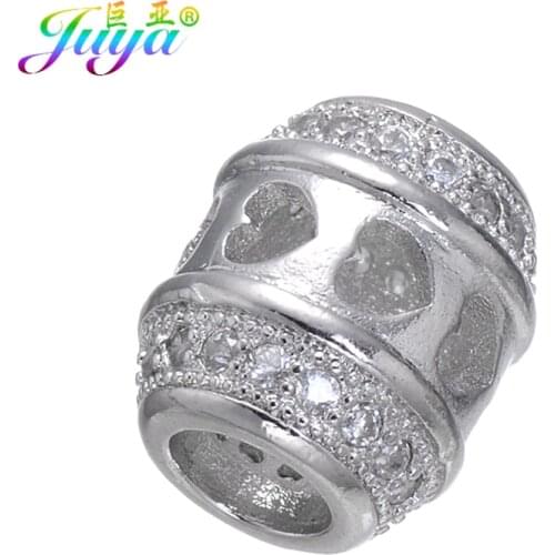 Heart Pattern Charm Beads Micro Pave Zircon Big Hole Metal Beads For Women Men Beadwork Panora Beads Charms Jewelry Making