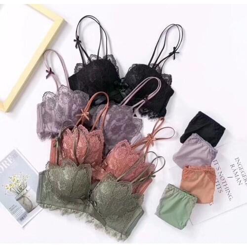 Sexy Lace Floral Embroidery Bra Backless Push Up Bras Women Sexy Lingerie Comfortable Wireless Bras Sets