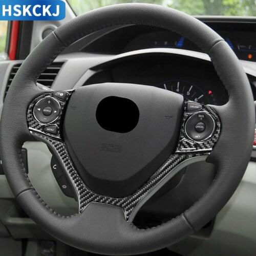 For Honda Civic 9 Coupe Sedan 2012- 2015 Carbon Fiber Steering Wheel Cover Car Sticker Steering Wheel Interior Trims