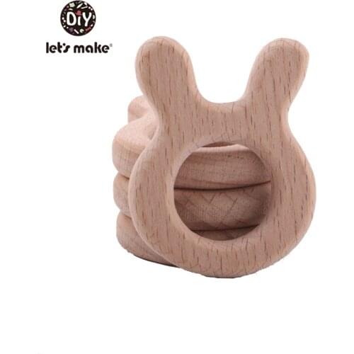 Lets Make Wooden Teether Ring Personal Toy Bunny 5pcs Baby Teether Waldorf Toy Wooden Teether Engraved Eco Charms