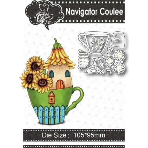 Cutting mold 2021 cup sunflower house is dead scrapbook metal decoration clear stamp DIY craft greeting card punching ideas