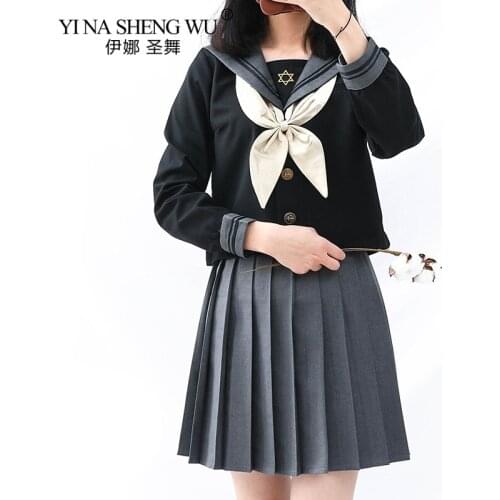 Japanese Uniform Skirt Suit Sailor Outfit Costumes JK Uniform Girls Pleated Short Skirt Cosplay School Uniform Long Sleeve Tops