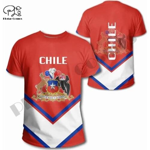 PLstarCosmos 3DPrint Men/Women Unisex Chile Country Flag T-shirt Shorts Sleeve High-quality Unique Funny Harajuku Streetwear 1