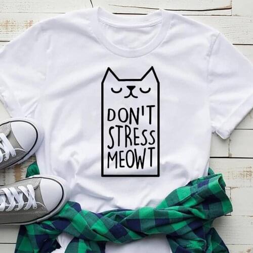 Don't stress meowt cute cat t-shirt funny hipster women kawaii Fashion graphic grunge quote 100% Cotton unisex tee top tshirts