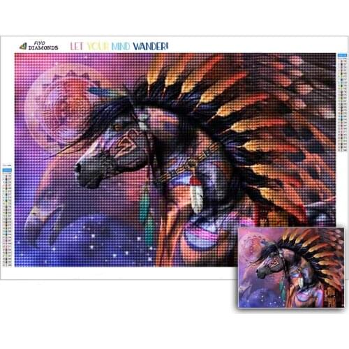 5D DIY Diamond Painting Witchcraft Shaman Horse Animal Diamond Embroidery Home Decor Cross Stitch Kits Handicraft Needlework Art
