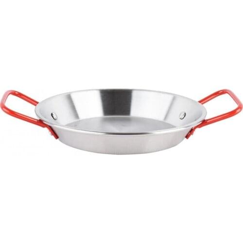 Silver 201 Stainless Steel Round For Cooking Soup Outdoor Stainless Steel Paella Frying Pan Seafood Dish Cheese Fruit Sugar Pot