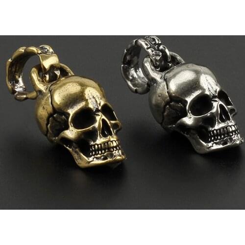 Brass Copper Skull Punk Keychains Pendant Key Chain Charms Key Ring Skeleton DIY Outdoor Accessories