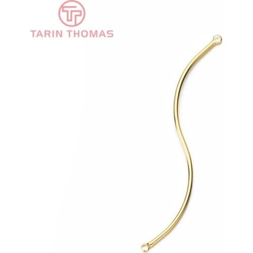 10PCS 8x58MM 24K Gold Color Brass 2 Holes S Shape Rod Connect Charms High Quality Diy Jewelry Findings Accessories