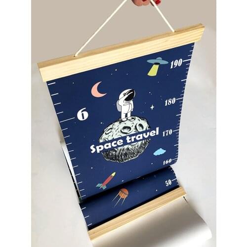 Nordic Children Height Ruler Canvas Hanging Growth Chart Kids Room Wall Decor Wall Sticker Ruler Cartoon Printed Wall Decoration