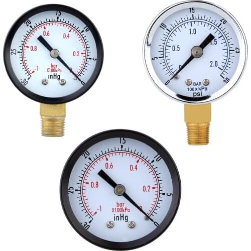 Pressure Gauge - 0 ~ -30inHg 0 ~ -1 bar Mini Dial Air vacuum pressure gauge pressure gauge pressure gage vacuum manometer dual