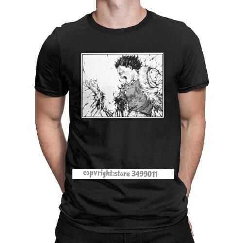 Mens Akira Tetsuo Losing Arm T Shirts Manga Kaneda Japanese Anime Neo Tokyo Premium Cotton Fitness Tees Tshirts