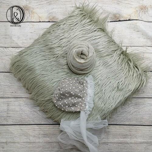 Don&Judy 3pcs/set 150x100cm Faux Fur Blanket + Hat + Wrap Photography Prop Newborn Background Backdrop Photo Shoot Props