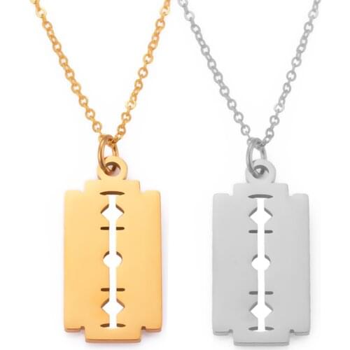 Stainless Steel Razor Blades Pendant Necklaces Boys And Girls Sweater Necklaces Creative Personality Blade Necklace Jewelry