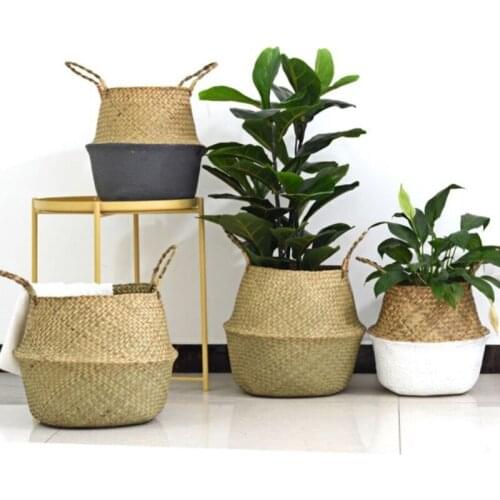 Seagrass Wickerwork Basket Rattan Hanging Flower Pot Dirty Laundry Hamper Storage Basket