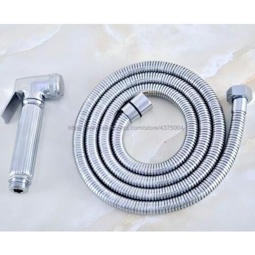 Polished Chrome Brass Bathroom Hand held Bidet Sprayer Faucet Spray Gun with 1.5M hose Nhh021