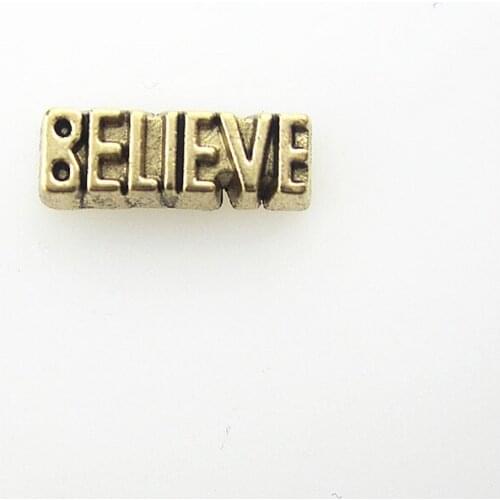 Gold Color Believe Floating Charms for Living Memory Glass Lockets Made with Love Mom Family Heart Floating charms 20pcs/lot