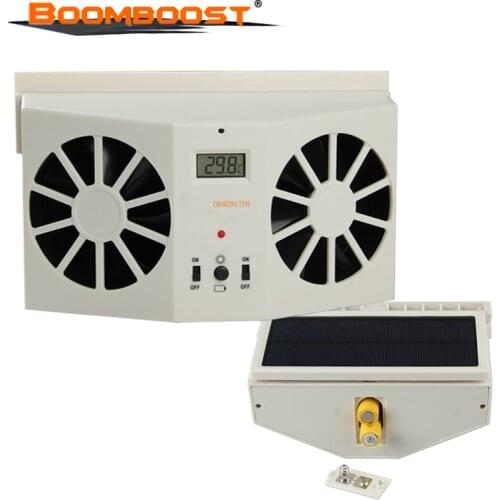 Portable Solar Sun Power 2W Car Auto Air Vent Cool Fan Cooler Ventilation System Radiato with Display Without battery