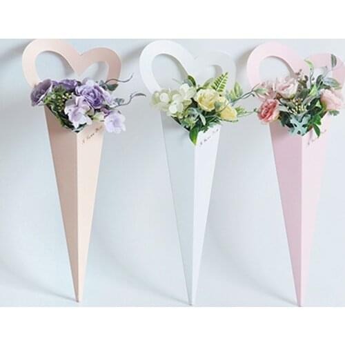 Practical Paper Flower Bags Rose Florist Wrapping Gift Box Flower Packaging Creative Handle Box Home Decoration