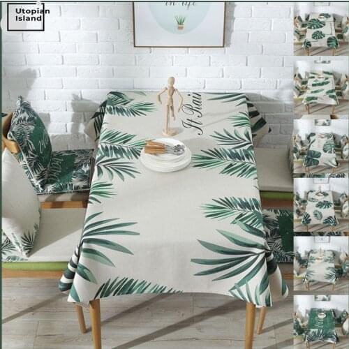 Cotton Linen Table Cloth Rectangular Tablecloths For The Table Plant Printing Table Cover Green Table Map Party Tablecloth Table
